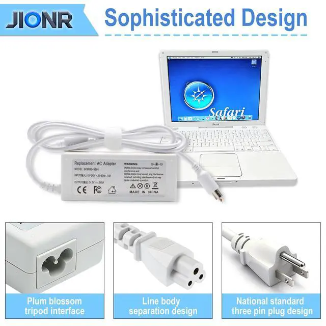 Alt view image 3 of 7 - New 65W Ac Adapter Laptop Charger Compatible with Apple Powerbook iBookG4 iBook G4 Series A1021 M4328 M8943