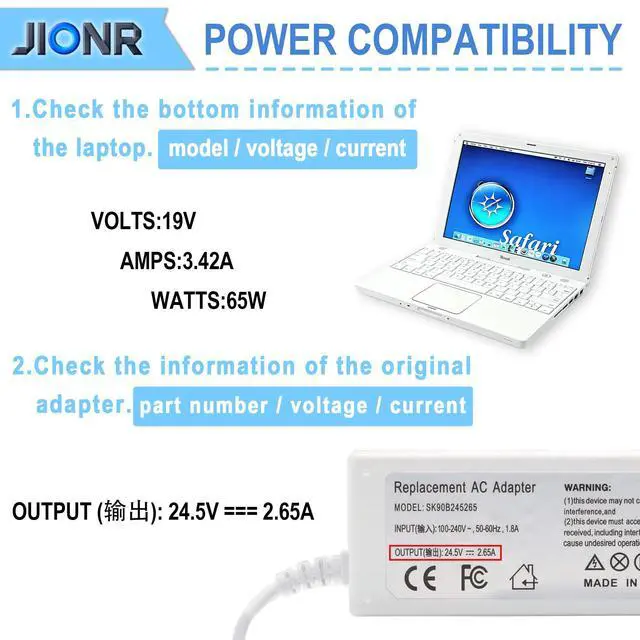 Alt view image 4 of 7 - New 65W Ac Adapter Laptop Charger Compatible with Apple Powerbook iBookG4 iBook G4 Series A1021 M4328 M8943