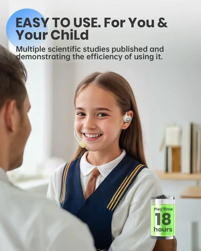 Alt view image 5 of 7 - Auditory Feedback Wireless Headphones - Brain Training air Conduction Bluetooth Headphones, Enhanced Speech, Memory and Attention, for You and Your Children, Help with Autism ADHD