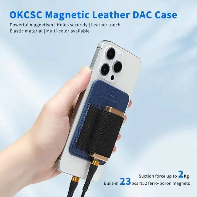 Alt view image 2 of 7 - Navy Blue DAC Magnetic Pouch, DAC Case, DAC Pocket, Cell Phone Back Clip DAC accesorries, Compact Organizer | Scratch-Resistant & Lightweight (31g), Navy Blue Double Pocket