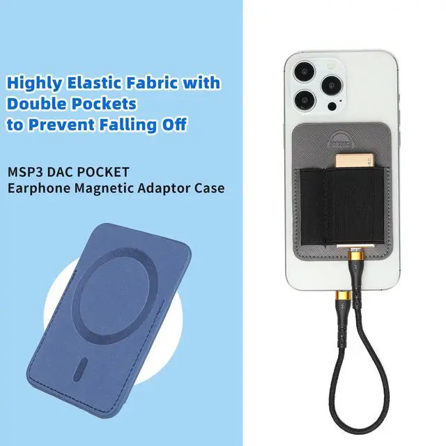 Alt view image 4 of 7 - Navy Blue DAC Magnetic Pouch, DAC Case, DAC Pocket, Cell Phone Back Clip DAC accesorries, Compact Organizer | Scratch-Resistant & Lightweight (31g), Navy Blue Double Pocket