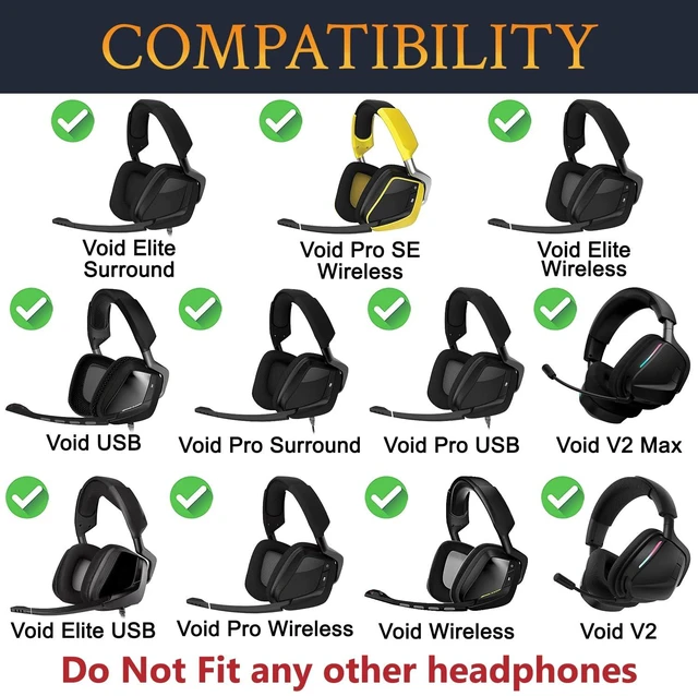 Alt view image 2 of 5 - Mesh Fabric Replacement Earpads for Corsair Void/Void v2/Void Pro/Void Elite/Surround Wired & Wireless RGB USB Gaming Headsets, Ear Pads Cushions with Memory Foam - Black(Yellow Mesh)