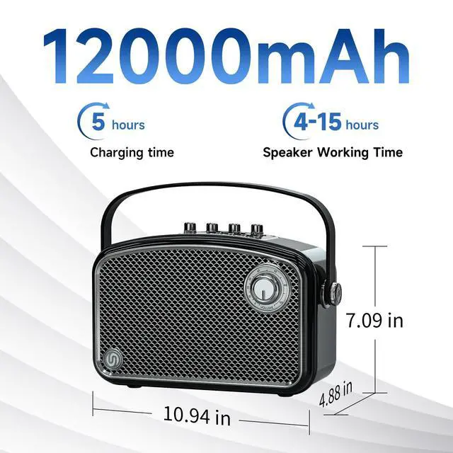 Alt view image 6 of 7 - Bluetooth Speaker 120W Peak Powerful HiFi Loud Sound with Deep Bass, Dual DSP Chips, Bass/Treble controls, Vintage Decor Portable Wireless Boombox Speakers Ideal Gift for Party Camping Backyard