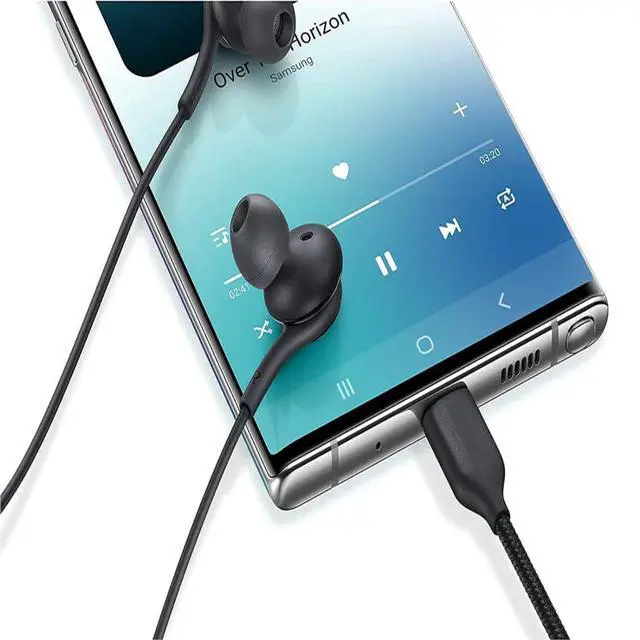 Alt view image 2 of 7 - 2025 New in-Ear Earbuds Stereo Headphones for Samsung Galaxy Z Fold6 S25 S24 S23 S22 S21 S20 Note 10 10+ - Designed with Microphone and Volume Remote Type-C Connector-(Black)