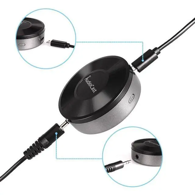 Alt view image 3 of 6 - M5 AudioCast Wi-Fi Wireless Audio Transmitter Adapter AirPlay/DLNA/UPnP Streaming to Speakers, 2.4G Wi-Fi Multi-Room Music Cast, Spotify & Internet Radio Support