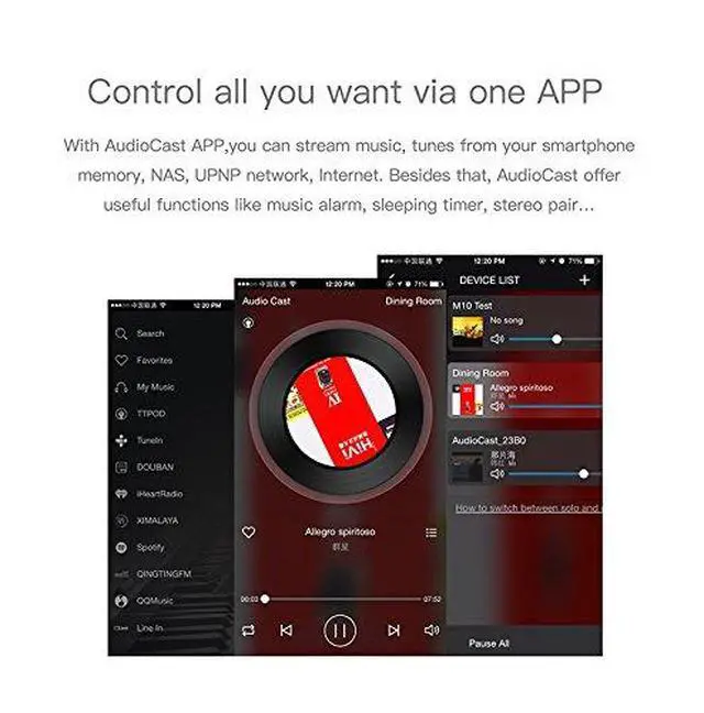 Alt view image 5 of 6 - M5 AudioCast Wi-Fi Wireless Audio Transmitter Adapter AirPlay/DLNA/UPnP Streaming to Speakers, 2.4G Wi-Fi Multi-Room Music Cast, Spotify & Internet Radio Support