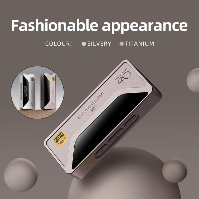 Alt view image 2 of 7 - UA4 Headphone Amplifier, Portable USB DAC AMP, Support MQA 16X, 768kHz DSD512, High Driving Power for Android/iOS/Mac/Windows, Dongle Volume Control, 3.5/4.4mm up to 237mW@32 Output (Silver)