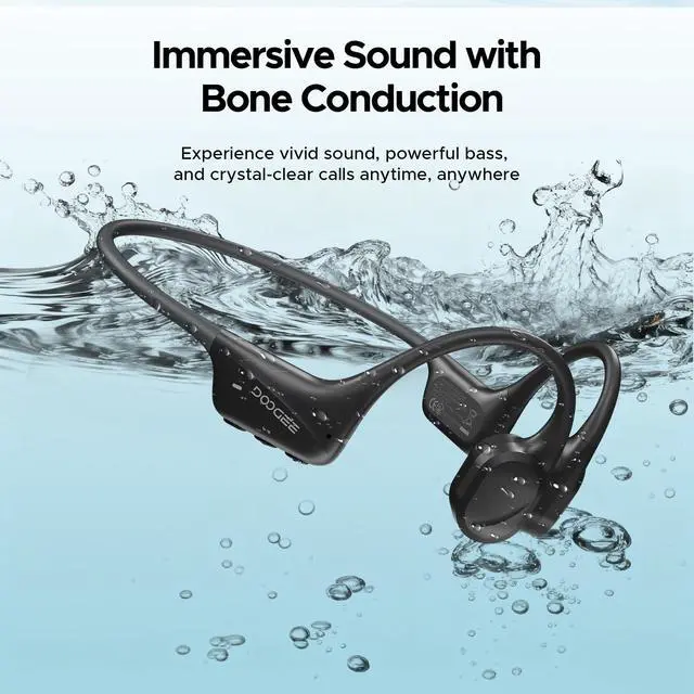 Alt view image 2 of 6 - Bone Conduction Headphones, IP68 Waterproof Swimming Earbuds, 10-Hour Battery Life, Bluetooth 5.4 Wireless, 32 GB Storage, MP3 Mode, Ideal for Cycling, Swimming, and Fitness (Black)