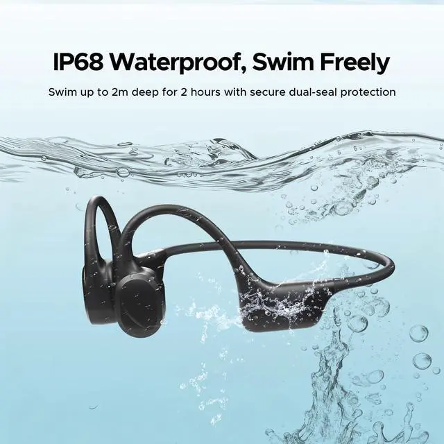 Alt view image 3 of 6 - Bone Conduction Headphones, IP68 Waterproof Swimming Earbuds, 10-Hour Battery Life, Bluetooth 5.4 Wireless, 32 GB Storage, MP3 Mode, Ideal for Cycling, Swimming, and Fitness (Black)