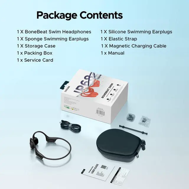 Alt view image 6 of 6 - Bone Conduction Headphones, IP68 Waterproof Swimming Earbuds, 10-Hour Battery Life, Bluetooth 5.4 Wireless, 32 GB Storage, MP3 Mode, Ideal for Cycling, Swimming, and Fitness (Black)