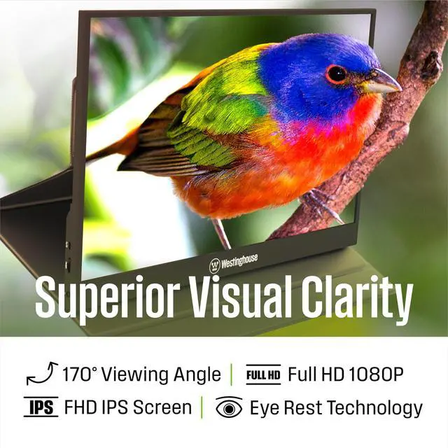 Alt view image 2 of 7 - 15.6 Inch Portable Monitor for Laptop & Travel, 1080p, 60Hz, IPS Display, Full HD Screen with Magnetic Protective Cover, Built in Speakers, 1x Mini HDMI, 1x USB Type-C