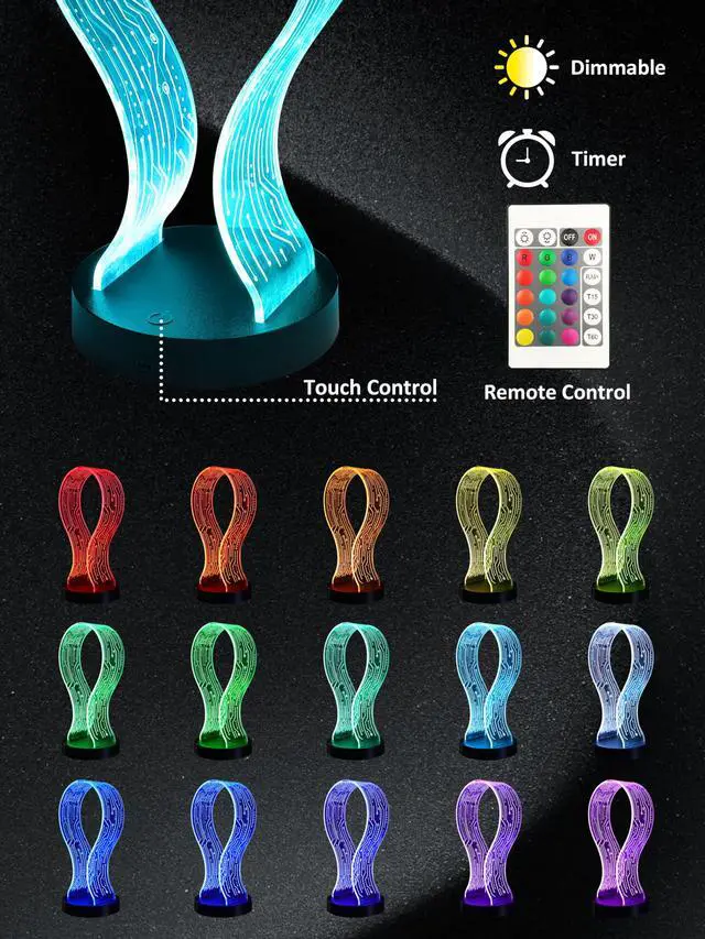 Alt view image 2 of 7 - RGB Headphone Stand, 16 Colors LED Lighting with Remote Control, Base with USB & Type-C Charging Port, Dimmable & Timer, Gaming Accessories Gift forGamers Men Boy & Music Lovers