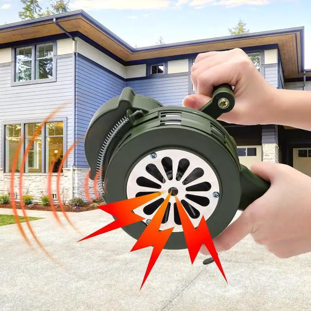Alt view image 5 of 7 - 110 DB Hand Crank Siren Horn with Foldable Handle, Portable | Loud Emergency Safety Manual Siren, Metal Manual Handheld Air Raid Siren Fire Alarm for Self Protection, Home, Sport Event