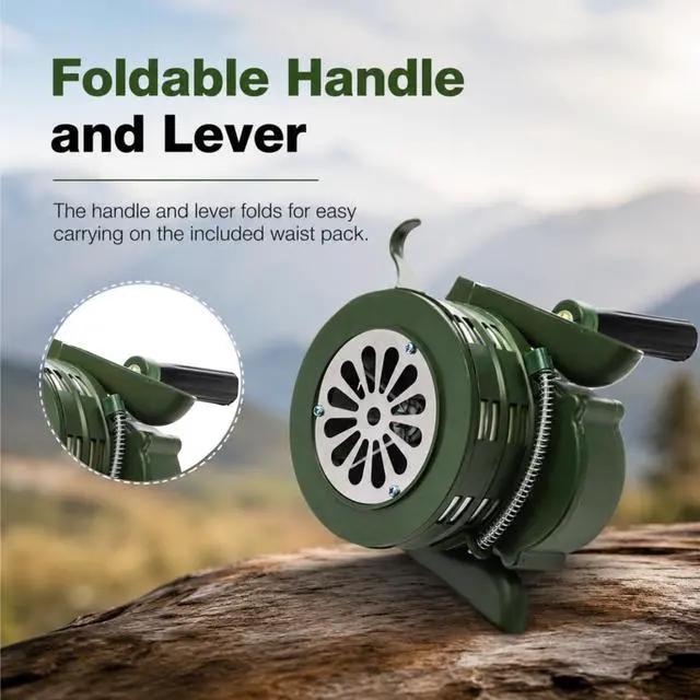 Alt view image 7 of 7 - 110 DB Hand Crank Siren Horn with Foldable Handle, Portable | Loud Emergency Safety Manual Siren, Metal Manual Handheld Air Raid Siren Fire Alarm for Self Protection, Home, Sport Event