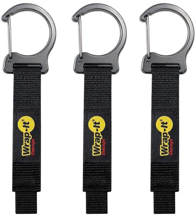 Main image of Quick Clips - 10" (3-Pack) Black | Cord Straps with Metal Clips for Hanging to Organize Garage Accessories and Hose Storage