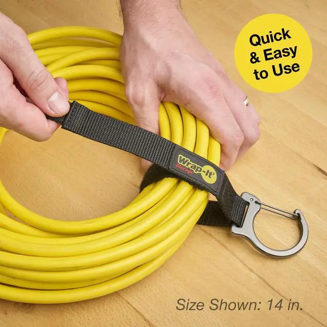 Alt view image 5 of 6 - Quick Clips - 10" (3-Pack) Black | Cord Straps with Metal Clips for Hanging to Organize Garage Accessories and Hose Storage