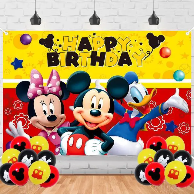 Main image of Cartoon Mouse Birthday Backdrop,Cartoon Red Mouse Poster for Mouse Theme Party Decorations Anime Birthday Supplies Background Studio Shoot Photo Props