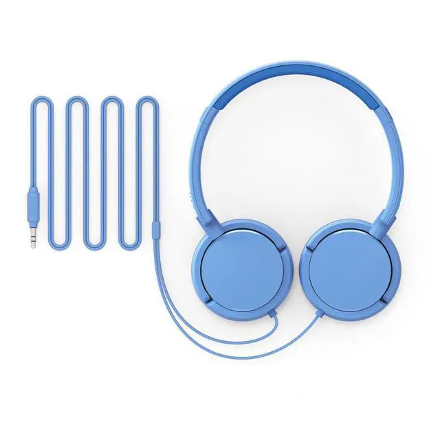 Alt view image 4 of 6 - K2019 Lightweight On-Ear Wired Kids Headphones - Built-in Mic, Safe Volume Limited, Foldable & Durable, Blue