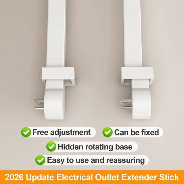 Alt view image 7 of 7 - Electrical Outlet Extender Stick, 360° Rotating Wall Socket Expander, Adjustable 20"-30", with 6 Outlets & 2 USB-A+1 USB-C Ports for Behind Couches Nightstands Desks Hard-to-Reach Areas (A #)