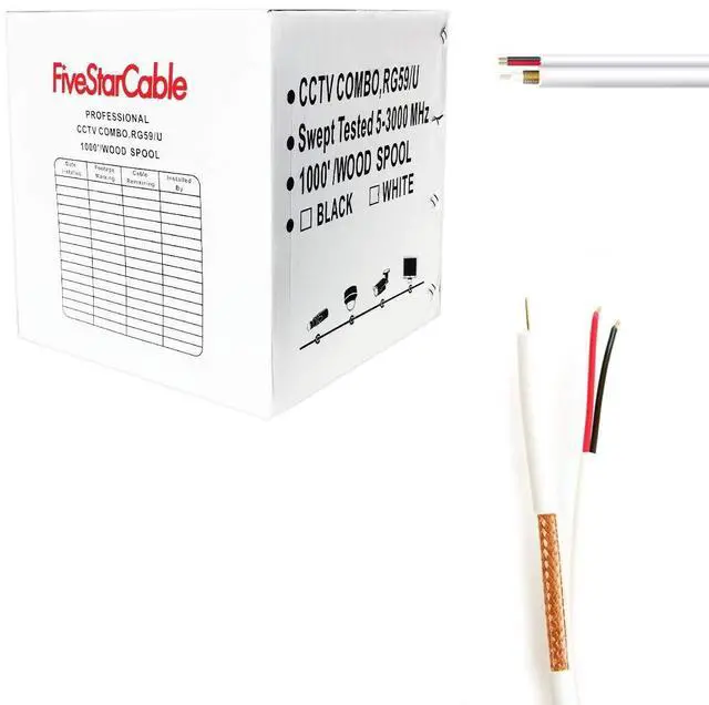 Main image of 1000 ft. RG59 Siamese CCTV Combo Coaxial Cable White - 20AWG RG59 + 18/2 18AWG Power