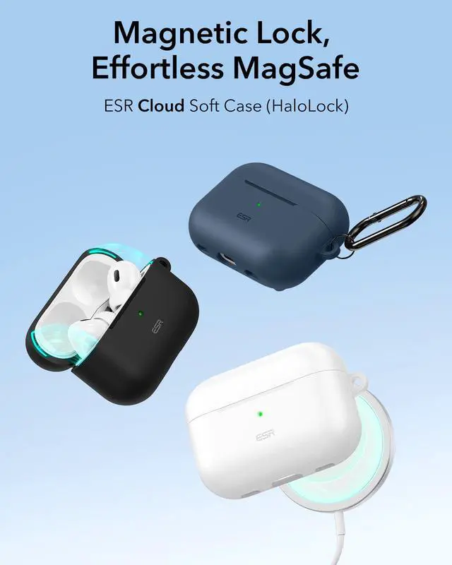 Alt view image 3 of 7 - for Airpods Pro 2 Case (HaloLock), Compatible with MagSafe, Black | Compatible with AirPods Pro 2nd/1st Gen Case(2023/2022/2019), Magnetic Lid, Full Drop Protection