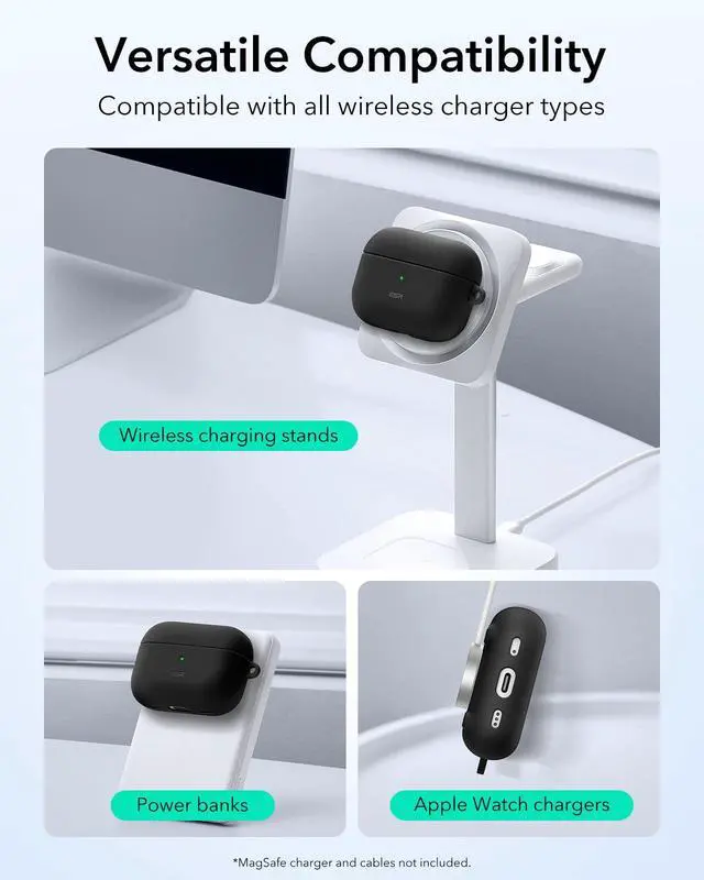 Alt view image 7 of 7 - for Airpods Pro 2 Case (HaloLock), Compatible with MagSafe, Black | Compatible with AirPods Pro 2nd/1st Gen Case(2023/2022/2019), Magnetic Lid, Full Drop Protection