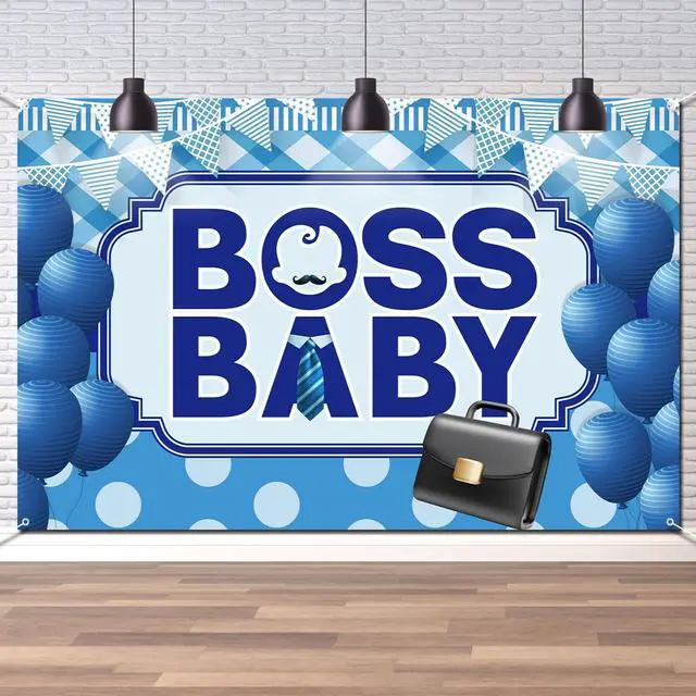 Main image of Baby Backdrop Wall Banner, Welcome Baby Boy Gender Reveal Party Photo Background Decorations Supplies Hanging Sign, 6x4ft