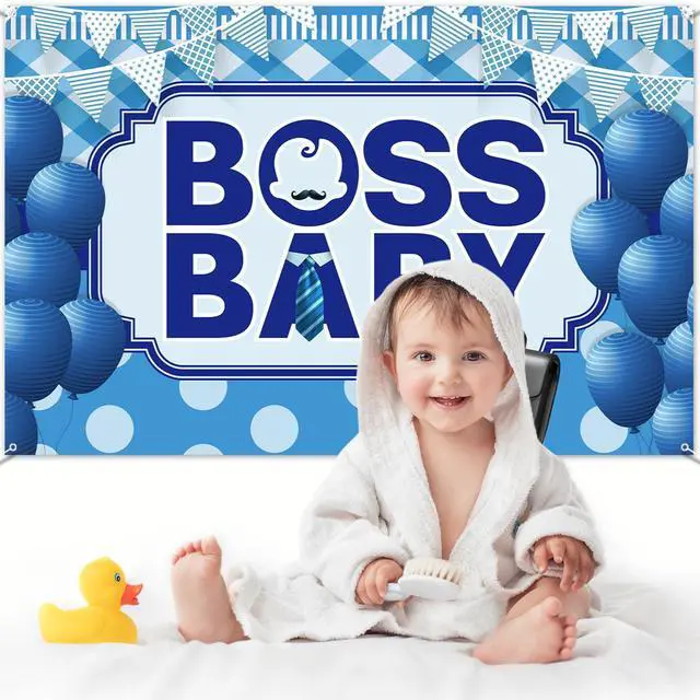 Alt view image 2 of 7 - Baby Backdrop Wall Banner, Welcome Baby Boy Gender Reveal Party Photo Background Decorations Supplies Hanging Sign, 6x4ft
