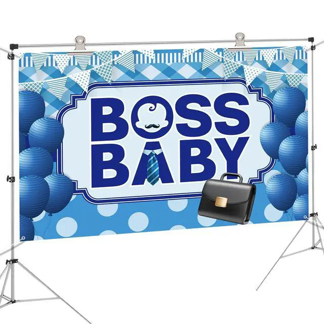 Alt view image 5 of 7 - Baby Backdrop Wall Banner, Welcome Baby Boy Gender Reveal Party Photo Background Decorations Supplies Hanging Sign, 6x4ft