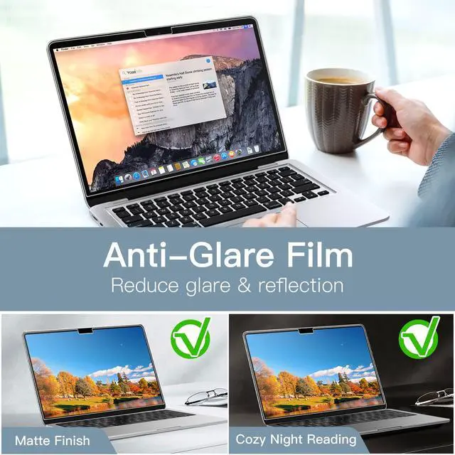 Alt view image 2 of 6 - Matte Screen Protector for MacBook Air 13" (M2-M5), 2-Pack | For MacBook Air 13" (2026-2022), Anti-Glare Matte Film, Anti-Fingerprint Coating, Scratch Protection