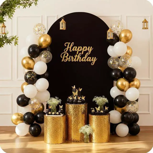 Main image of 7.2FT Party Arch Backdrop Cover,Black Double-Sided Spandex Fitted Arch Stand Covers Round Top Chiara Arch Backdrop Stands Cover for Wedding Birthday Party Baby Shower Ceremony Banquet Decor