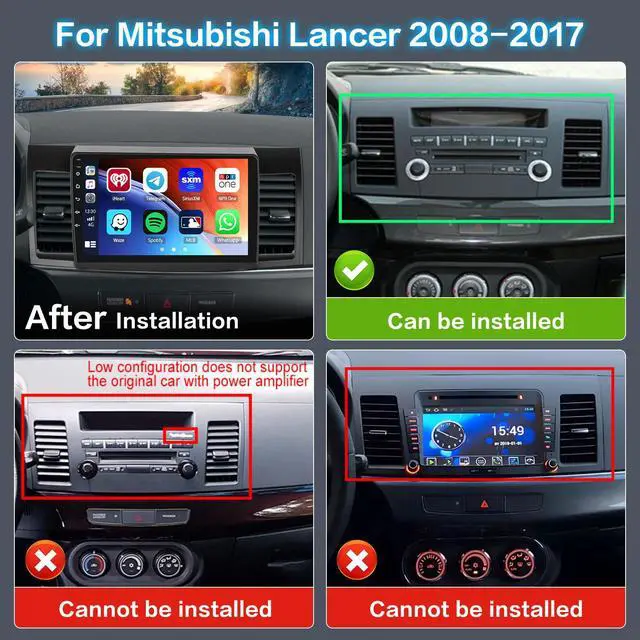 Alt view image 6 of 6 - Car Stereo for Mitsubishi Lancer 2008-2017 Wireless CarPlay Android Auto | 10 Inch HD Touch Screen with 2+64G storage, Lancer Radio with 5Ghz WiFi GPS Bluetooth FM/RDS EQ SWC Backup Camera MIC