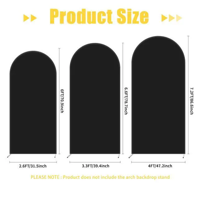 Alt view image 4 of 7 - 7.2FT Party Arch Backdrop Cover,Black Double-Sided Spandex Fitted Arch Stand Covers Round Top Chiara Arch Backdrop Stands Cover for Wedding Birthday Party Baby Shower Ceremony Banquet Decor