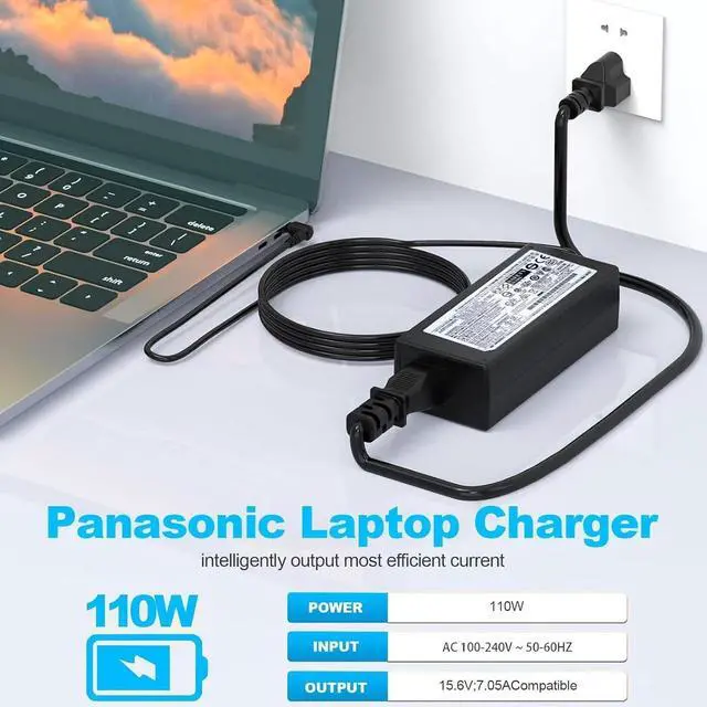 Alt view image 4 of 6 - 15.6V 7.05A 110W 5.5 2.5mm CF-AA5713A M2 Power Charger Compatible with Panasonic TOUGHBOOK CF-31 CF-52 CF-53 CF-19 CF-54 CF-33 CF-74 CF-AA5713A M1 Laptop AC Adapter