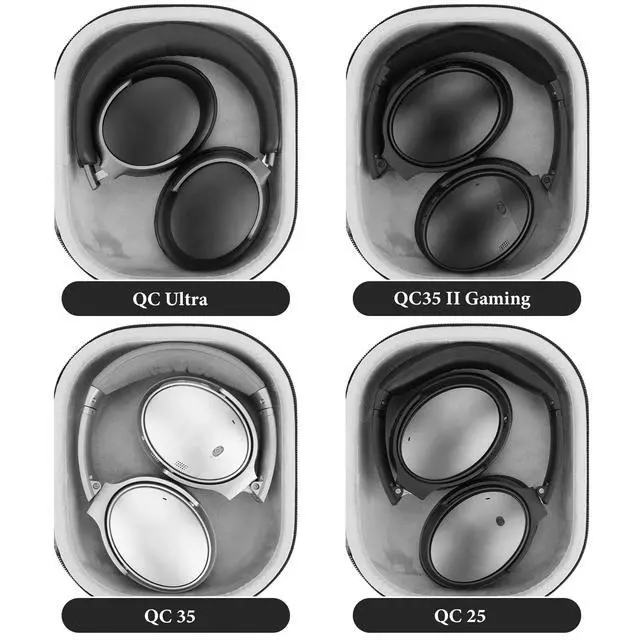 Alt view image 5 of 7 - Shield Headphones Case Compatible with Bose QC Ultra II, QC 45/35 II Gaming, Replacement Hard Shell Travel Carrying Bag with Cable Storage (Dark Grey)