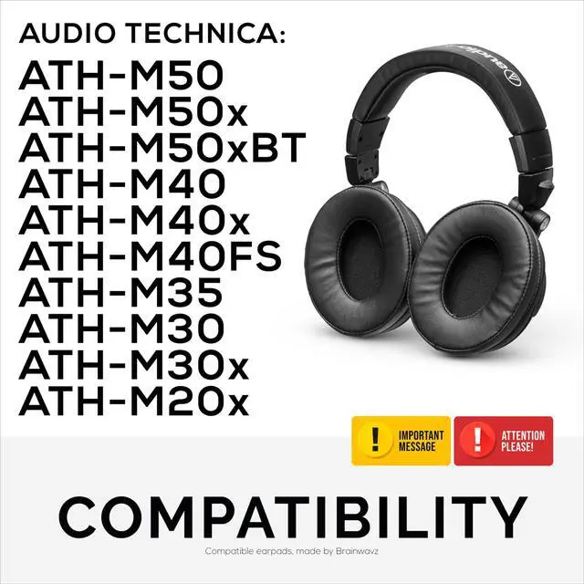 Alt view image 3 of 7 - ProStock ATH M50X Upgraded Earpads, Improves Comfort & Style Without Changing The Sound - Ear Pad Designed for ATH-M50X M50BTX M20X M30X M40X Headphones, Vegan Leather (Black)
