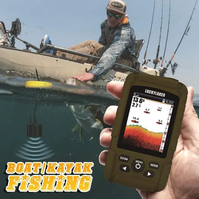 Alt view image 2 of 7 - Water Depth Fish Finders Waterproof Portable Fishing Fish Finder Display Handheld Ice Fishing Finder Sonar Sensor Transducer for Boat Kayak Sea Fishing