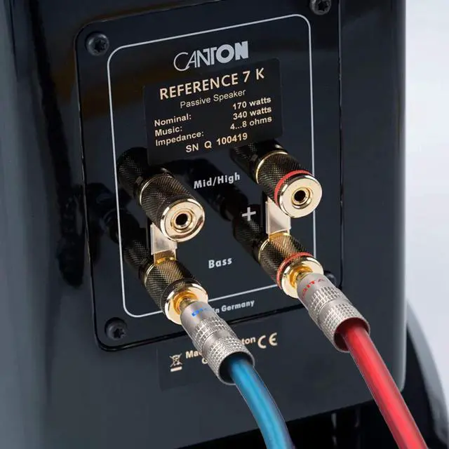 Alt view image 7 of 7 - Speaker Cable Wire with Banana Plugs,14 AWG HiFi Pure Copper Speaker Wire,99.9% OFC Stranded Copper Wire,Gold Plated Banana Tip Plugs,Red/Blue (1.5M(4.9ft))