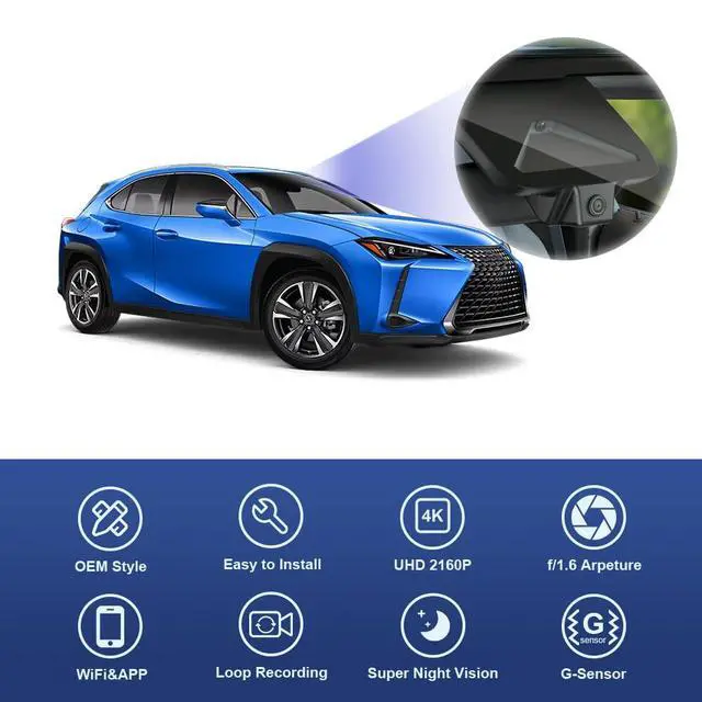 Alt view image 3 of 6 - 4K Dash Cam Suitable for Lexus UX 300h 2025-2026 Premium F Sport Handling Design, OEM Factory Look, UHD 2160P Video, Built-in WiFi & APP, Loop Recording, G-Sensor, Plug & Play, 64GB Card