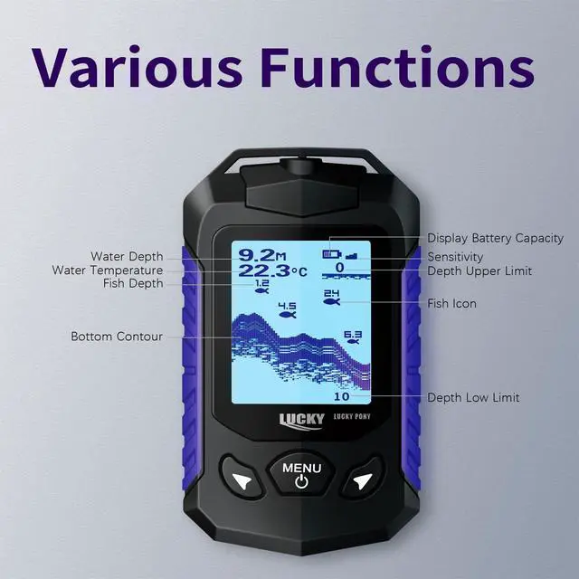 Alt view image 5 of 7 - Kayak Portable Fish Finder Transducer Handheld LCD Fishing Depth Finders Water Castable Boat Fish Sonar Boat Bank Ice Fishing FF168-T