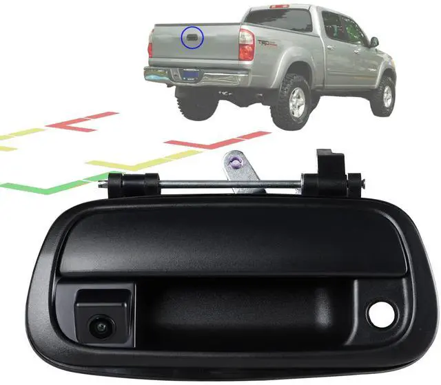 Main image of Tailgate Handle Backup Camera for 2000-2006 Toyota Tundra Rear View Reverse Parking Assist Camera with Optional Guideline Tundra Factory Tailgate Handle Replacement W/26ft RCA Extension Cable