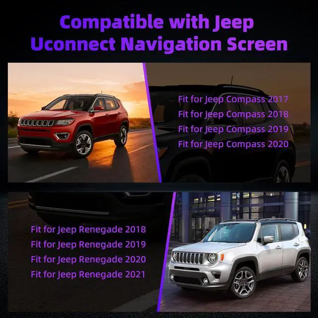 Alt view image 3 of 7 - 7'' LCD Screen with Bracket for 17-20 Jeep Compass & 18-21 Jeep Renegade | Solve Ghost Touch Faults, Frame Sizes Differ Among Some Vehicle Models,800×480P, 2-Year WTY,Replace TDO-WXGA0700K00033-V2/V1