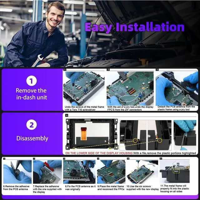 Alt view image 6 of 7 - 7'' LCD Screen with Bracket for 17-20 Jeep Compass & 18-21 Jeep Renegade | Solve Ghost Touch Faults, Frame Sizes Differ Among Some Vehicle Models,800×480P, 2-Year WTY,Replace TDO-WXGA0700K00033-V2/V1