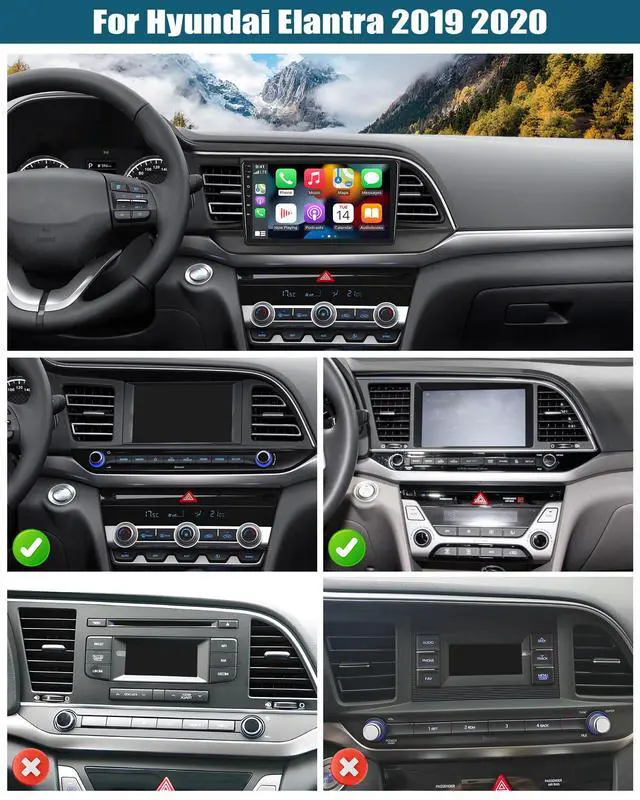 Alt view image 2 of 7 - 2+64G Android Car Stereo for Hyundai Elantra 2019 2020 Upgrade Radio with Wireless Carplay Android Auto, 9 inch Touchscreen GPS Bluetooth FM/RDS WiFi Mirror Link EQ SWC AHD Backup Camera