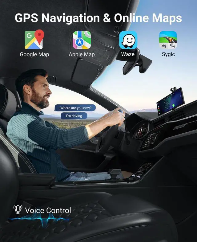 Alt view image 5 of 7 - Wireless CarPlay and Android Auto 11.26-inch Touchscreen, 4K Dash Camera and 1080p Backup Camera, Universal Portable car Display, Equipped with 64G Memory Card