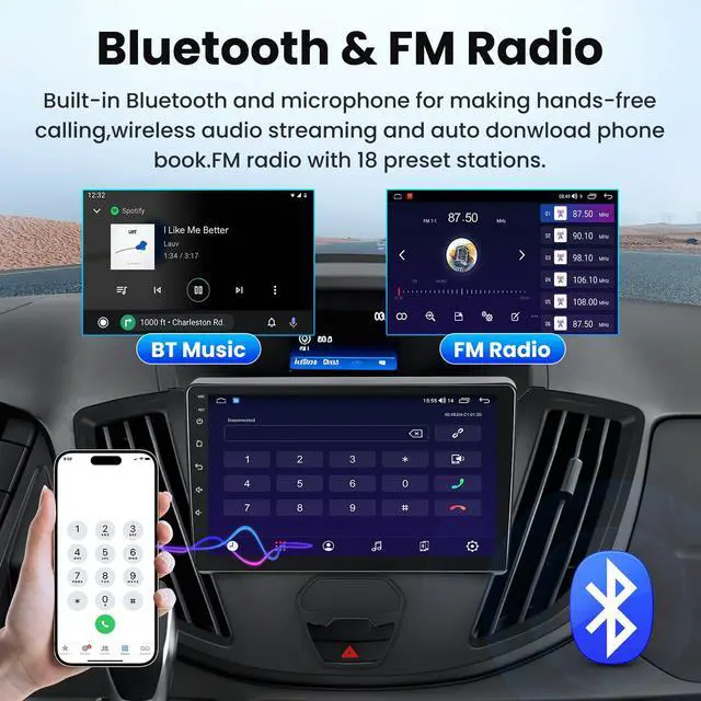 Alt view image 5 of 7 - 4Core 64GB ROM Car Radio Stereo for Ford Transit 150 250 350 2015 2016 2017 2018 2019: 9 inch 1280 * 800 Touch Screen 5G WiFi Wireless Carplay & Android Auto HD Backup Camera GPS Navigation SWC FM BT