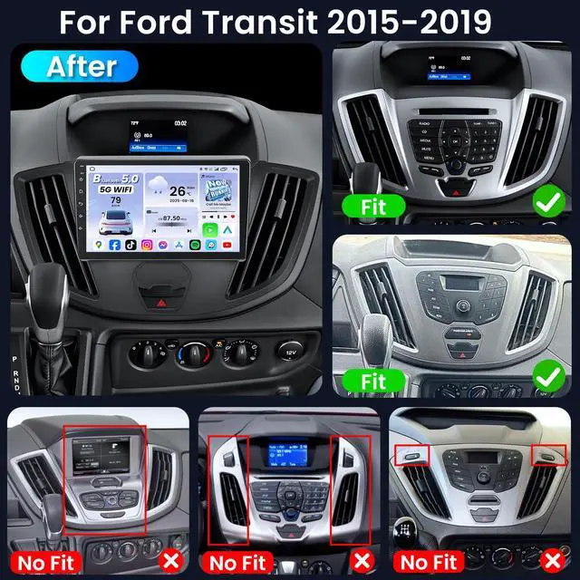 Alt view image 6 of 7 - 4Core 64GB ROM Car Radio Stereo for Ford Transit 150 250 350 2015 2016 2017 2018 2019: 9 inch 1280 * 800 Touch Screen 5G WiFi Wireless Carplay & Android Auto HD Backup Camera GPS Navigation SWC FM BT