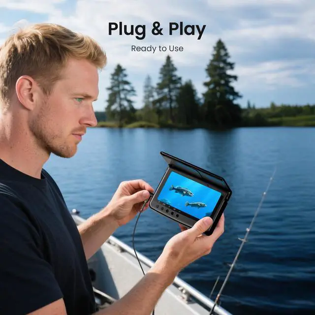 Alt view image 5 of 7 - 5" Underwater Fishing Camera 720P DVR, Fish Finder w/ 32GB Card | 66FT Cable w/ 160FOV & 8 IR Night Vision Lights, 10000mAh 10H Battery, USB-C Charge, Ideal for Lake, Ice & Boat Fishing