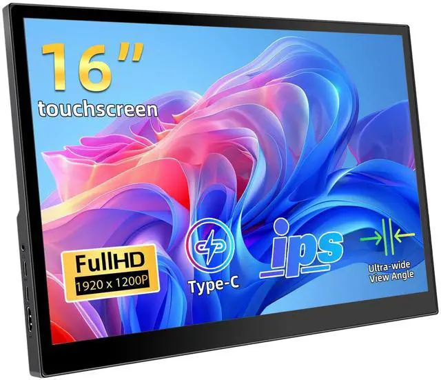 Main image of Portable Touchscreen Monitor 16 Inch 1920X1200P IPS Touch Screen Monitor with USB C HDMI Port, 350cd/m², External Monitors for Laptop PC Phones Computer PS4/5