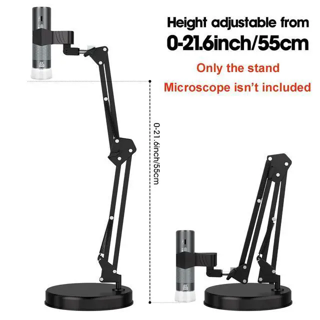 Alt view image 3 of 7 - Max 21-inch Adjustable Universal Stand for Digital Microscopes (Only Stand) | 360° Rotating Arm Table Clamp Supports Up to 6cm Diameter USB/WiFi Microscopes Ideal for Lab, Electronics, and DIY